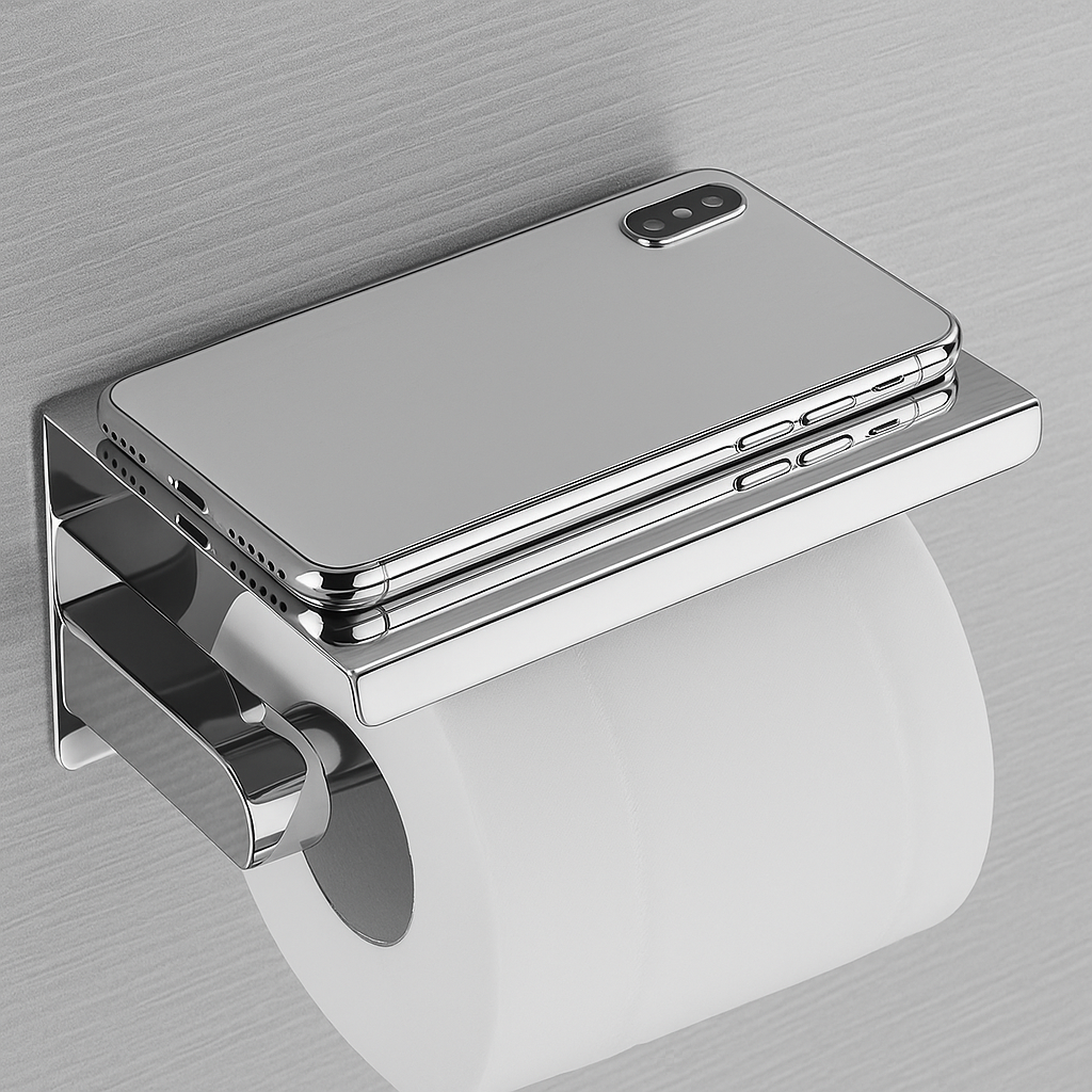 304 Stainless Steel Toilet Paper Holder with Phone Shelf