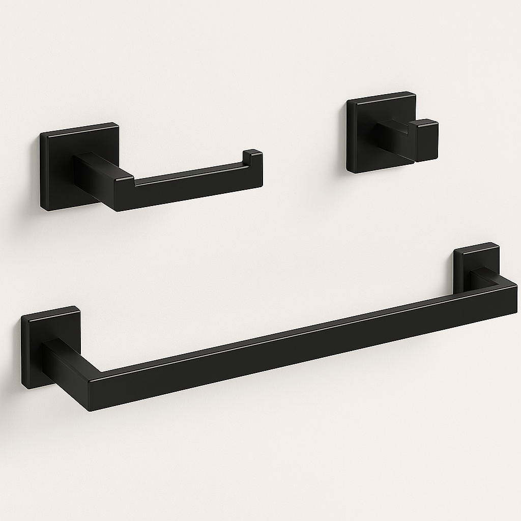3-Pieces Square Bathroom Hardware Accessories Set