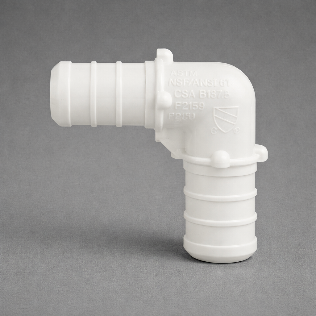 Poly Alloy PEX 90° Elbow Fitting | 1/2″, 3/4″, 1″ & Reducing | PPSU Plastic Crimp | ASTM F2159 & CSA B137.5