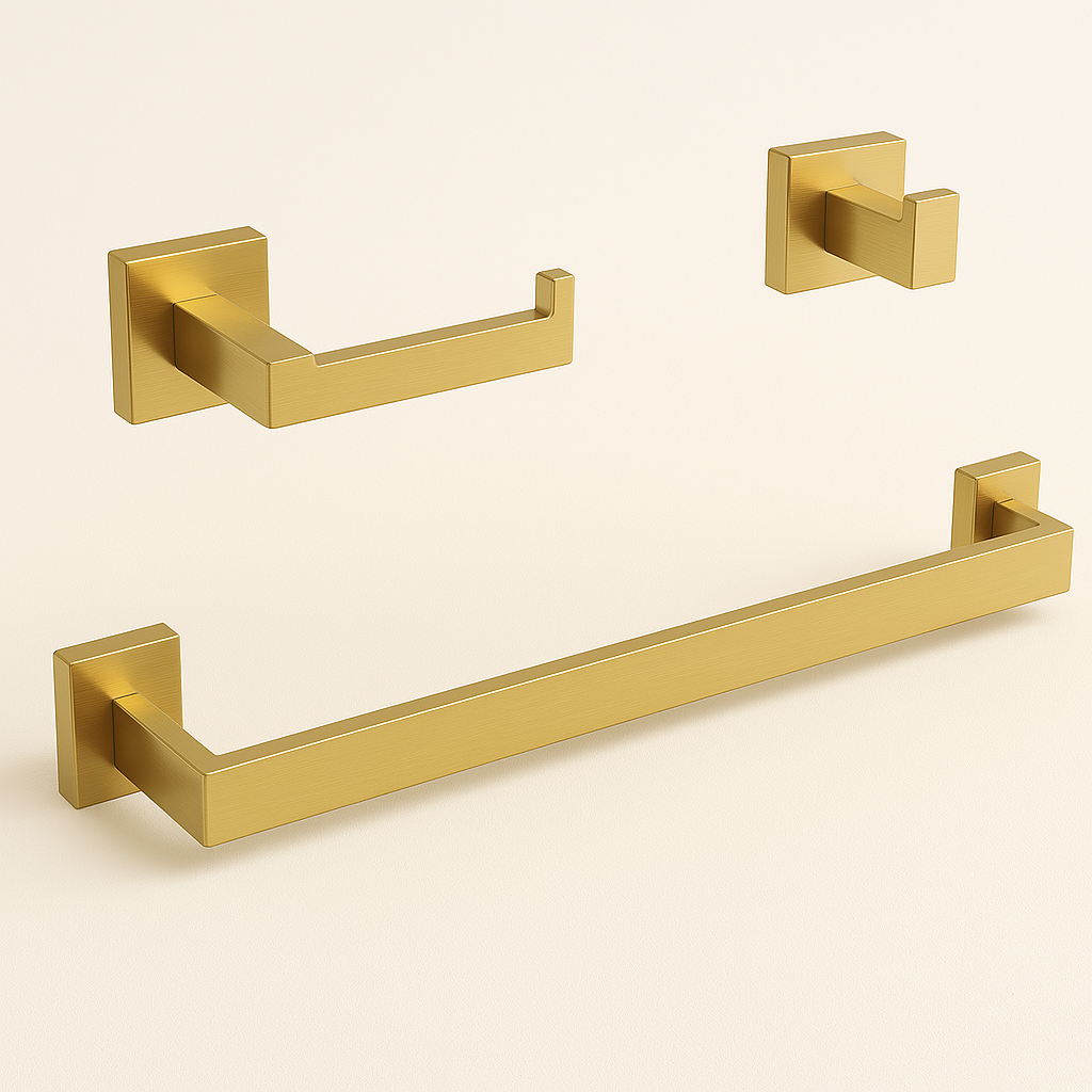 3-Pieces Square Bathroom Hardware Accessories Set