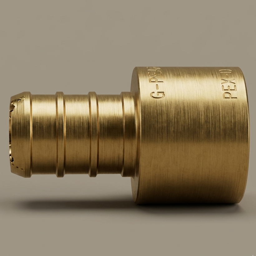 1/2" Brass PEX × Female Sweat Adapter — F1807 to Copper, Lead-Free