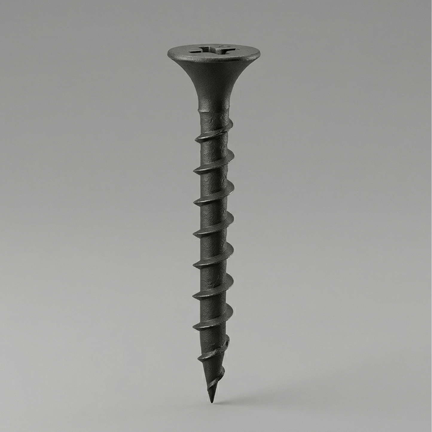 Black screw on a gray background