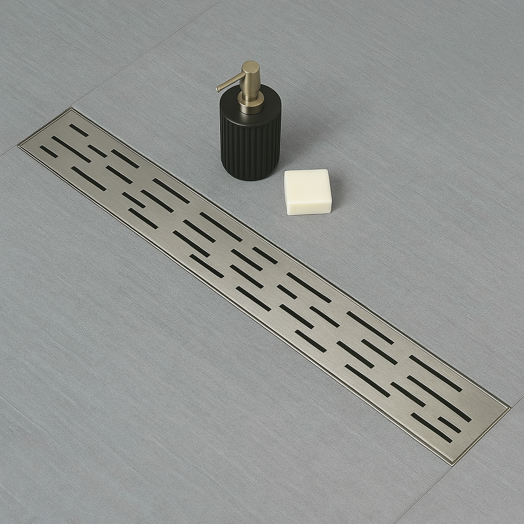 Architect Linear Shower Drain – 36" Linear Shower Drain with Leveling Feet, ABS Base Flange & LESSO Flush Bushing – Tile Insert & Grate Cover(UPC Certified)