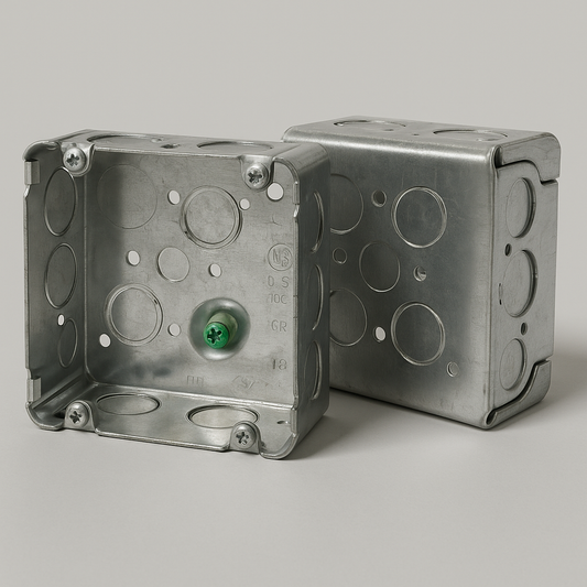4-Inch Square Electrical Box (1900 Box) — 4" x 4" x 2" Deep | Galvanized Junction Box (ETL)