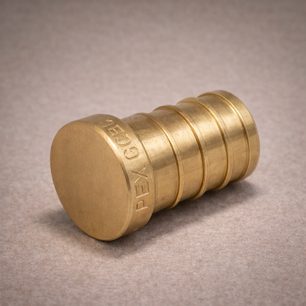Brass PEX Plug End Cap | 1/2″ & 3/4″ Crimp Fitting | Lead-Free DZR | Pressure Test Termination