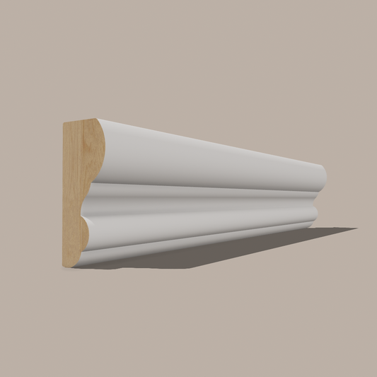 Primed Paulownia Chair Rail — 1-5/8 in Profile × 10′ or 12′ Lengths | Solid Wood, Paint-Ready Colonial Profile