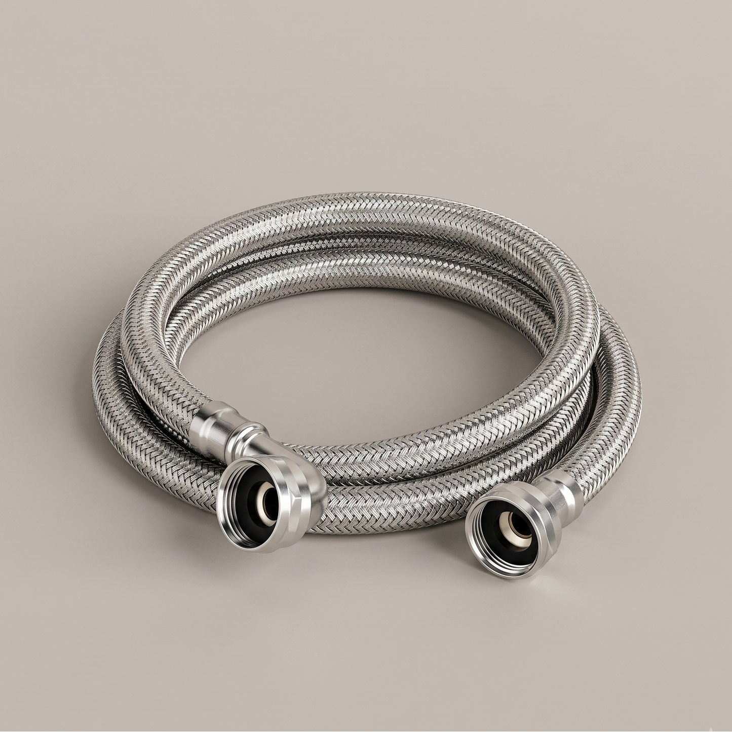 72″ Washing Machine Connector with Elbow — 3/4″ FGH × 3/4″ FGH, Braided Stainless