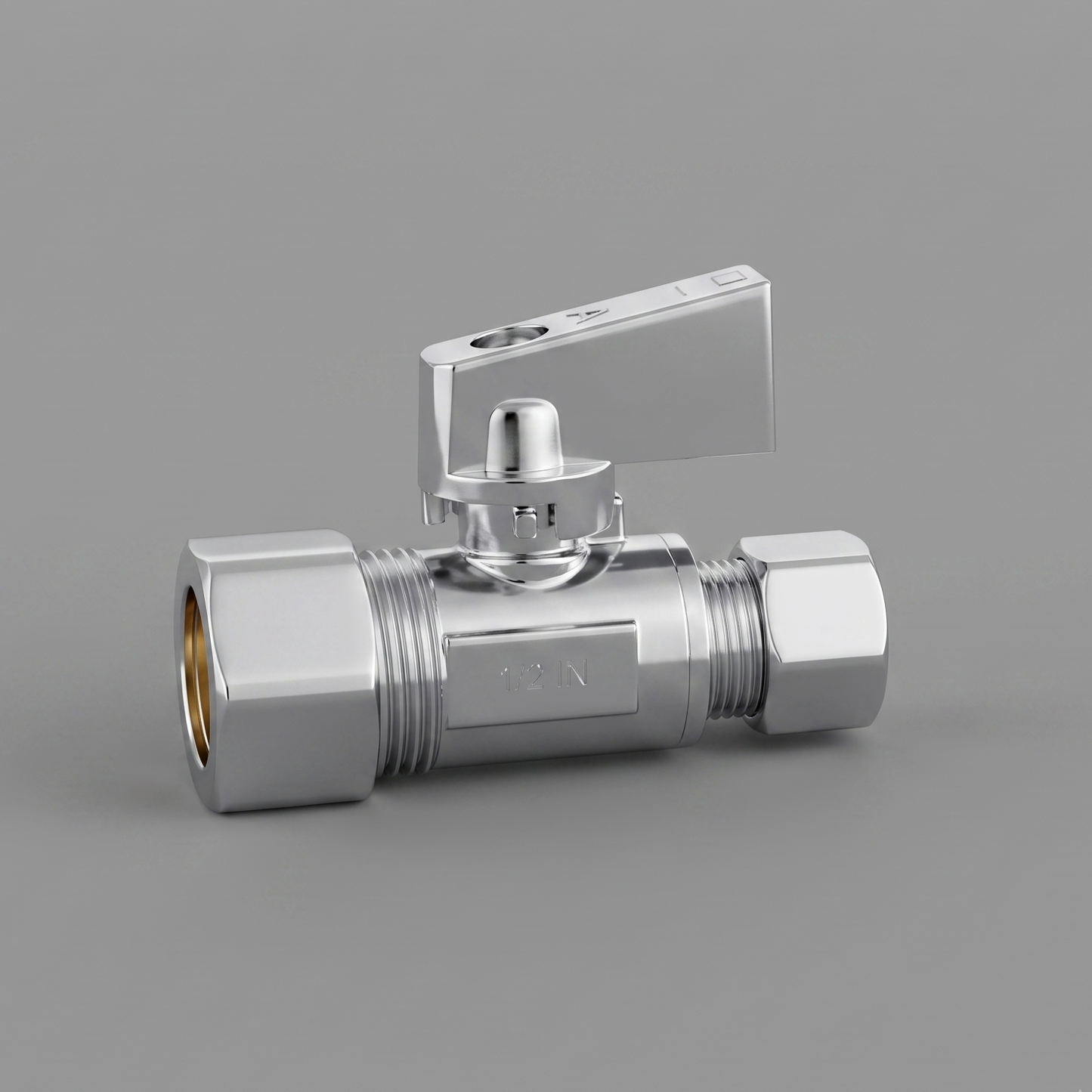 3/8″ Retrofit Straight Stop Valve — Compression × Compression Quarter-Turn Shut-Off