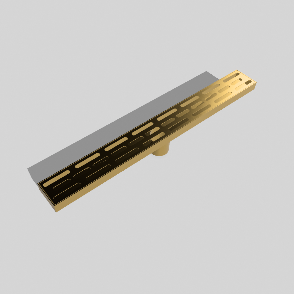 24″ Linear Shower Drain — SUS 304 Stainless, 2″ Outlet | Tile-In or Grate Cover — Brushed Nickel, Matte Black, Brushed Gold