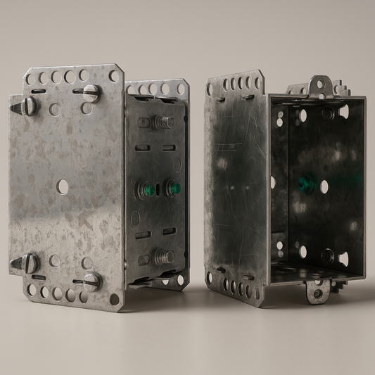 1-Gang Steel Device Box — 3″ × 2″ × 2-1/2″ Deep | Galvanized, Welded Construction (ETL Listed)