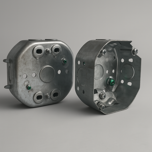 4″ Octagon Junction Box — 1-1/2″ Deep (15.5 cu. in.) | Galvanized Steel Ceiling Box (ETL)