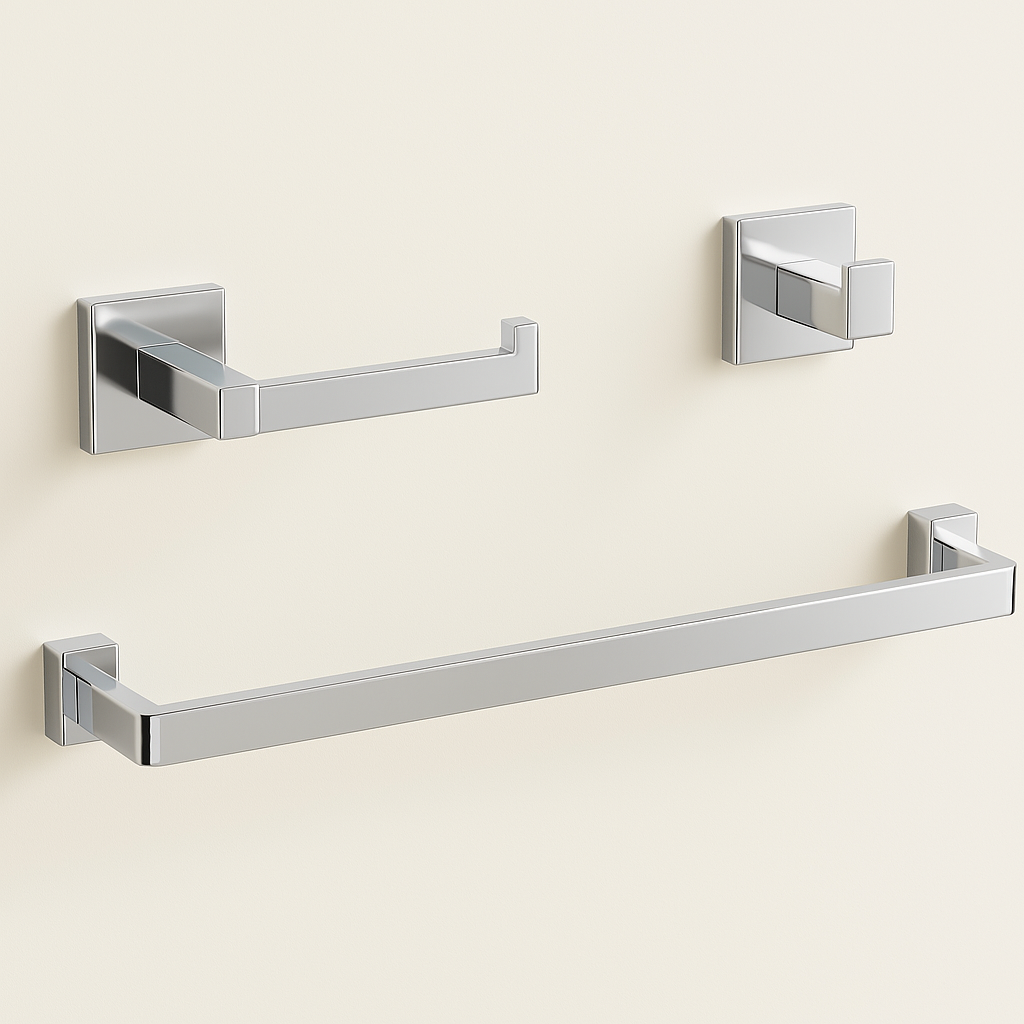 3-Pieces Square Bathroom Hardware Accessories Set