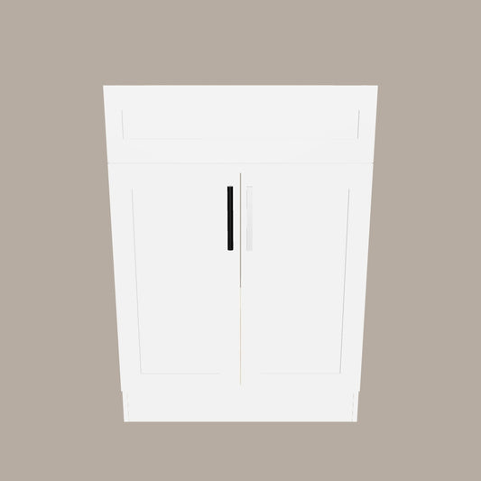 24-Inch Shaker Bathroom Vanity — White or Gray | Plywood Cabinet, Solid-Wood Doors, Soft-Close 3-Way Clip-On Hinges