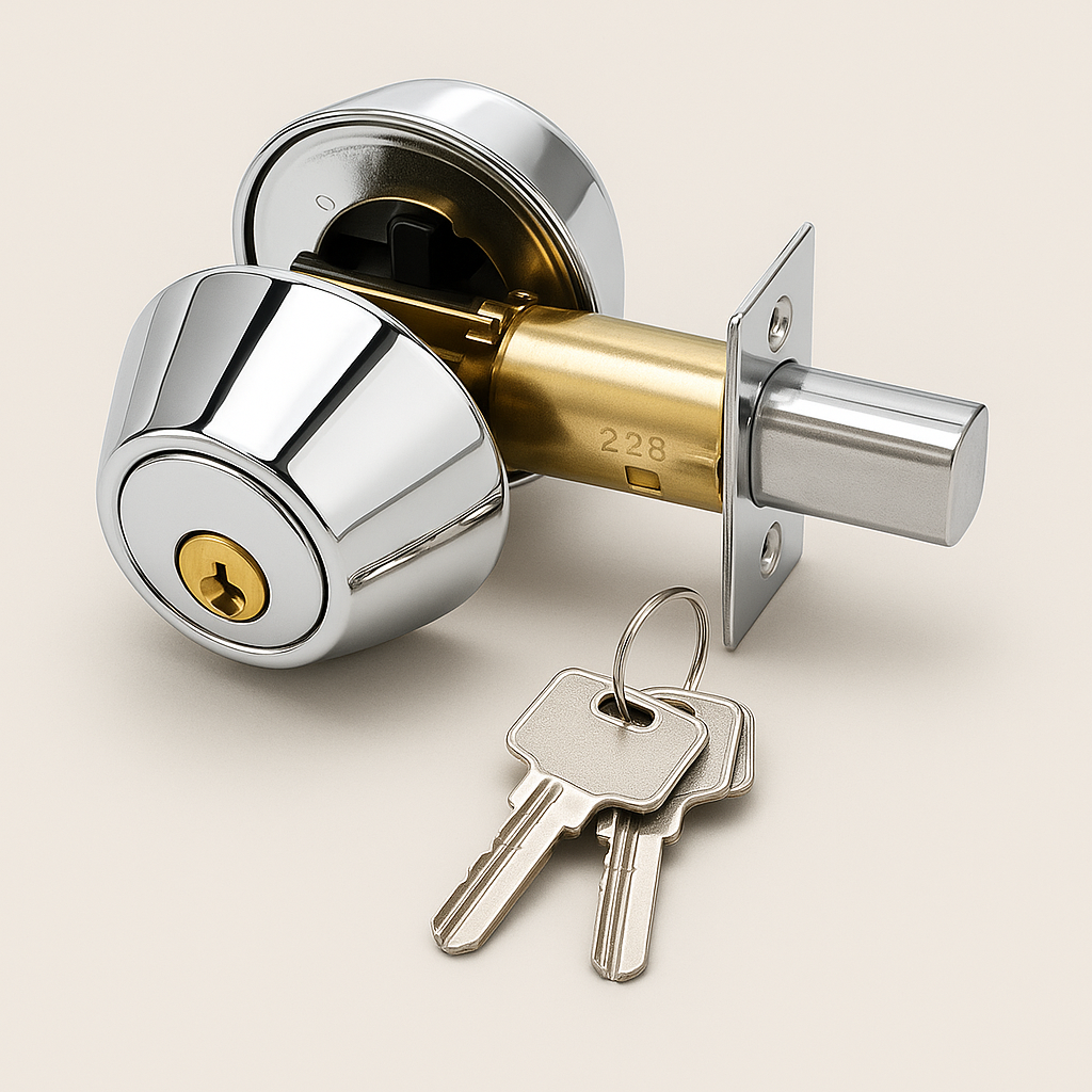 Double Cylinder Deadbolt Lock — Brushed Nickel, Matte Black, Chrome | Keyed Both Sides, Fits Standard Doors