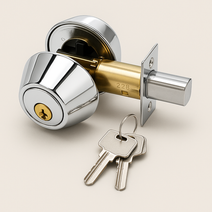 Double Cylinder Deadbolt Lock — Brushed Nickel, Matte Black, Chrome | Keyed Both Sides, Fits Standard Doors