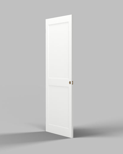 2-Panel Bevelled Shaker Hollow Core Interior Door Slab — Primed White