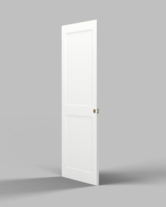 2-Panel Bevelled Shaker Hollow Core Interior Door Slab — Primed White