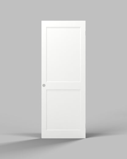 2-Panel Bevelled Shaker Hollow Core Interior Door Slab — Primed White