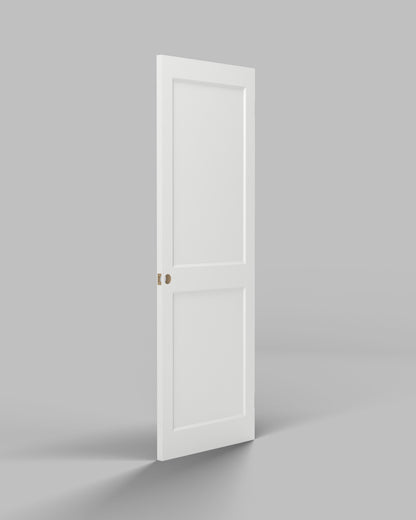 2-Panel Bevelled Shaker Hollow Core Interior Door Slab — Primed White
