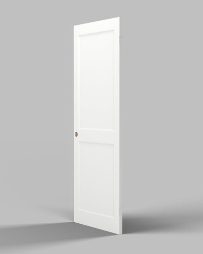 2-Panel Bevelled Shaker Hollow Core Interior Door Slab — Primed White