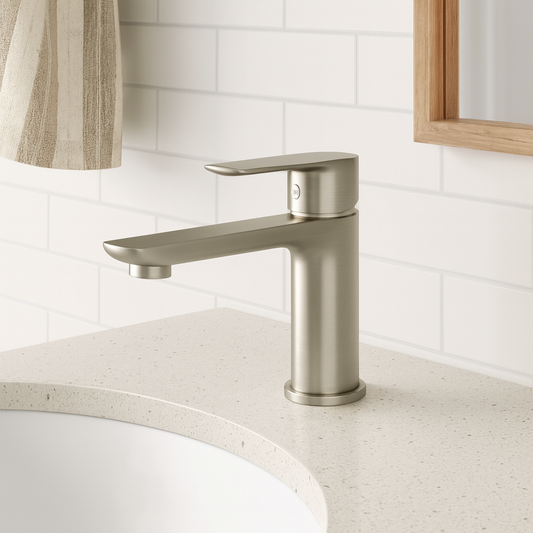 Flat Blade Matte Black Bathroom Faucet – Round Body, cUPC Certified