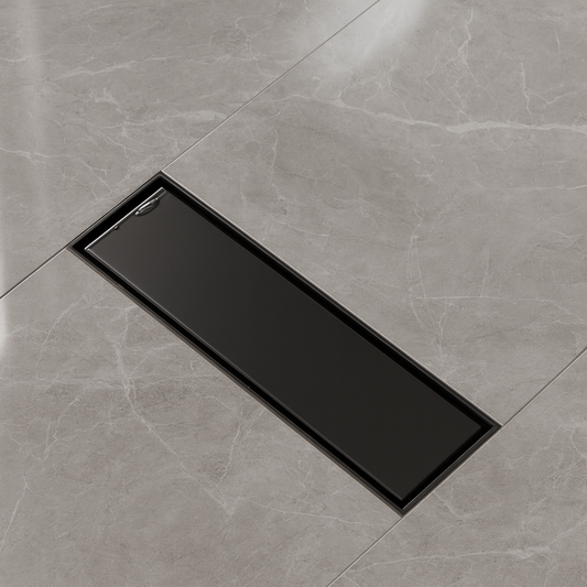 12″ Linear Shower Drain — SUS 304 Stainless, 2″ Outlet | Tile-In or Grate Cover, Brushed Nickel or Matte Black
