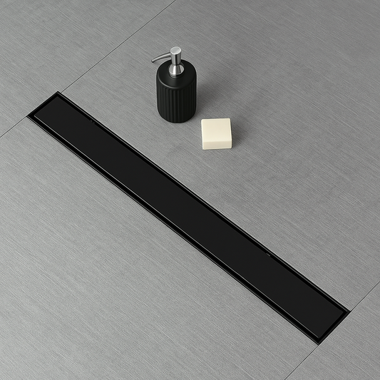 Architect Linear Shower Drain – 24" Linear Shower Drain with Leveling Feet, ABS Base Flange & LESSO Flush Bushing – Tile Insert & Grate Cover(UPC Certified)