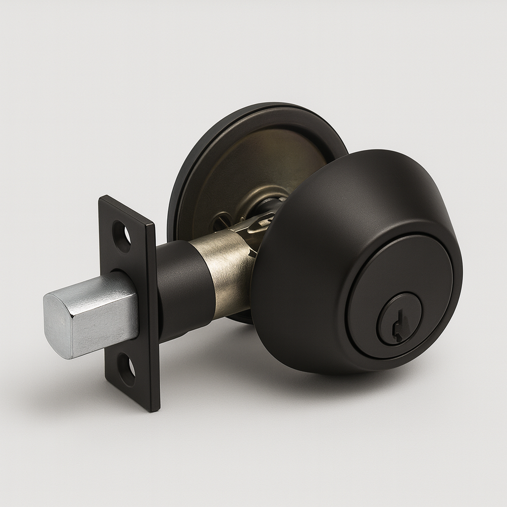 Single Cylinder Deadbolt — Satin Nickel, Chrome, Matte Black | ANSI/BHMA Grade 3, Re-Keyable KW1, Adjustable Latch 2-3/8" or 2-3/4"