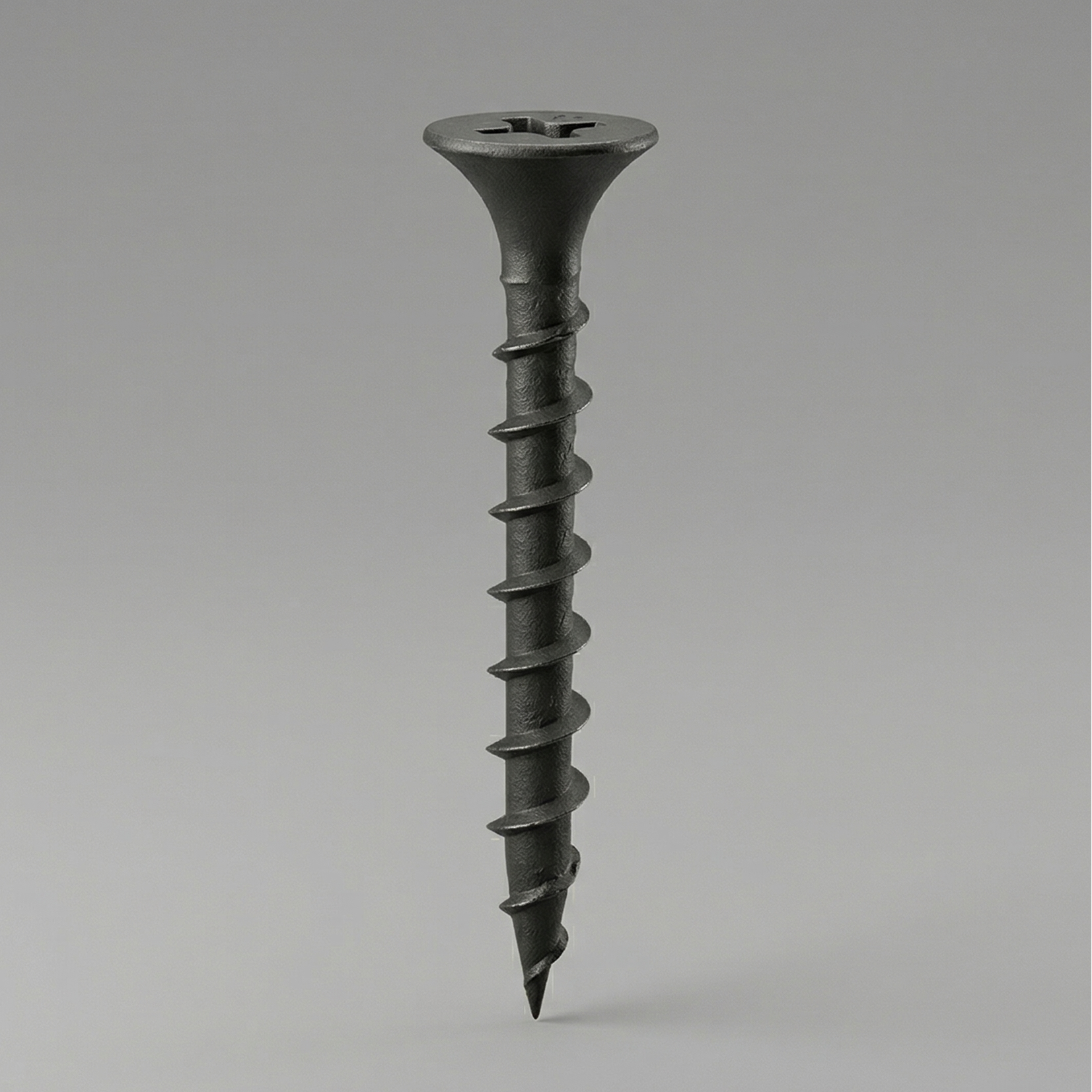 Black screw on a gray background