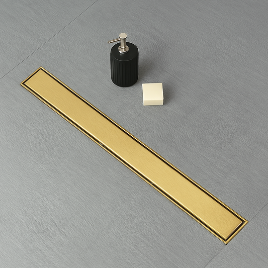 Architect Linear Shower Drain – 24" Linear Shower Drain with Leveling Feet, ABS Base Flange & LESSO Flush Bushing – Tile Insert & Grate Cover(UPC Certified)