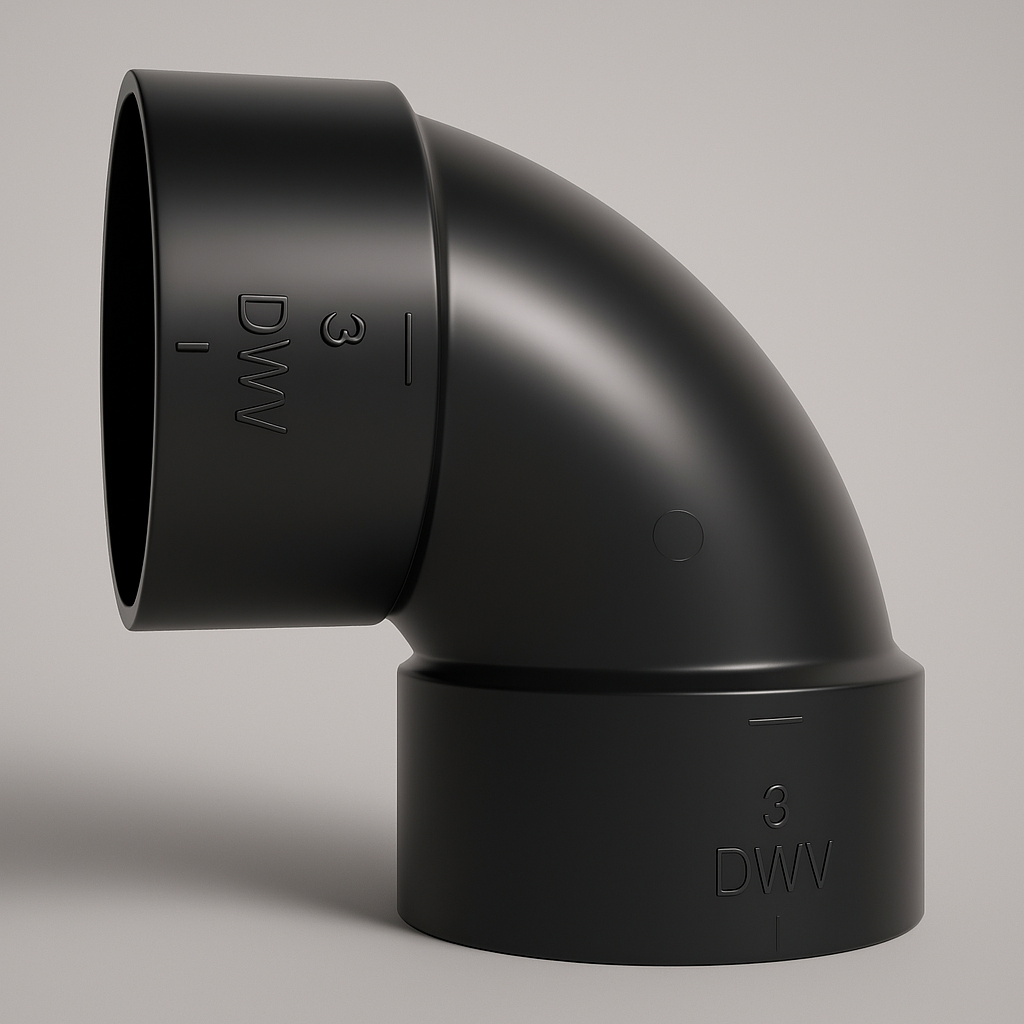 LESSO black ABS 90 degree short-turn elbow, hub by hub DWV fitting