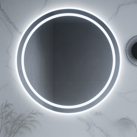 HaloLux Dual-Lit Round LED Vanity Mirror – Backlit + Front Glow | 24–32"