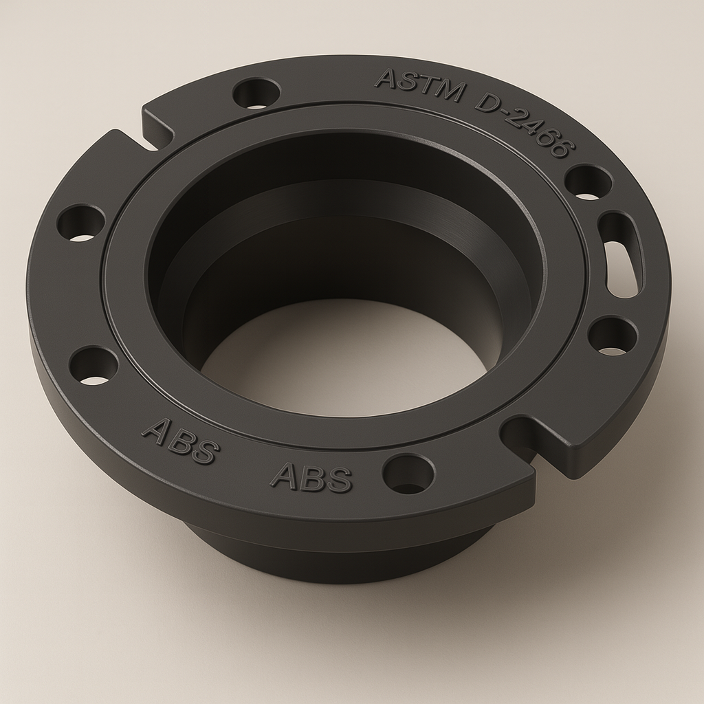 LESSO black ABS 4x3 closet flange with spigot outlet and adjustable bolt ring
