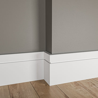 Primed Paulownia Shaker Baseboard — 5-1/2 in Height × 10′ Length | Flat/Square Profile, Lightweight Hardwood, Paint-Ready Trim