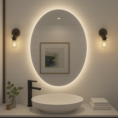 Noir Éclipse Oval Backlit LED Vanity Mirror – Anti-Fog | 24–30"