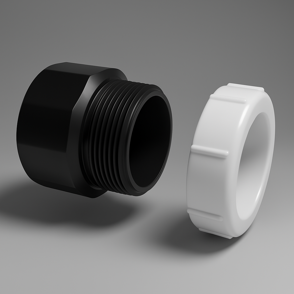 LESSO black ABS trap adapter with white plastic slip nut, hub by slip-joint sink drain fitting