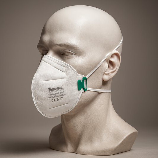 Benehal FFP2 NR Foldable Dust Mask — EN 149:2001+A1:2009, CE 2797 | 4-Layer Nonwoven, Adjustable Nose Clip (10/Box)