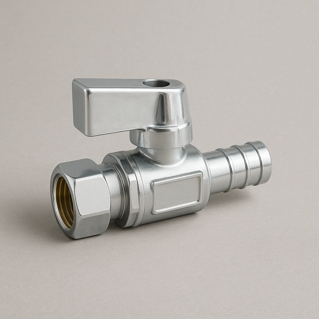 Quarter-Turn Straight Stop Valve | 1/2″ PEX x 3/8″ OD Compression | Chrome-Plated Lead-Free Brass | Floor-Mount Faucet Supply