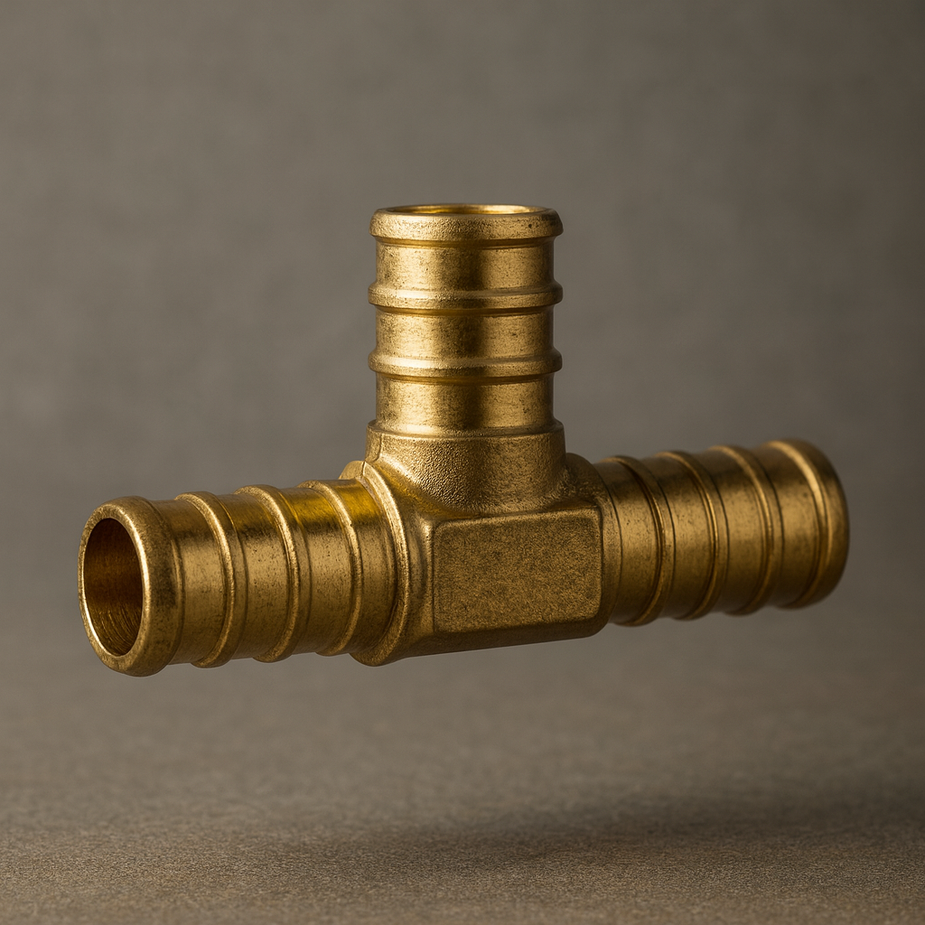 Brass PEX Tee Fitting (Crimp F1807) | 1/2″, 3/4″, 1″ & Reducing Sizes | Lead-Free DZR | Water Line Splitter