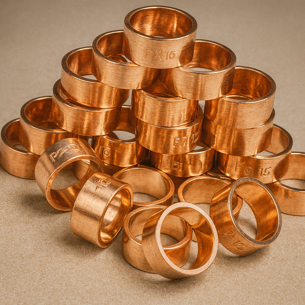Copper PEX Crimp Rings (100-Pack) | 1/2″, 3/4″, 1″ | ASTM F1807 | Black Annealed | Plumbing Pipe Clamps