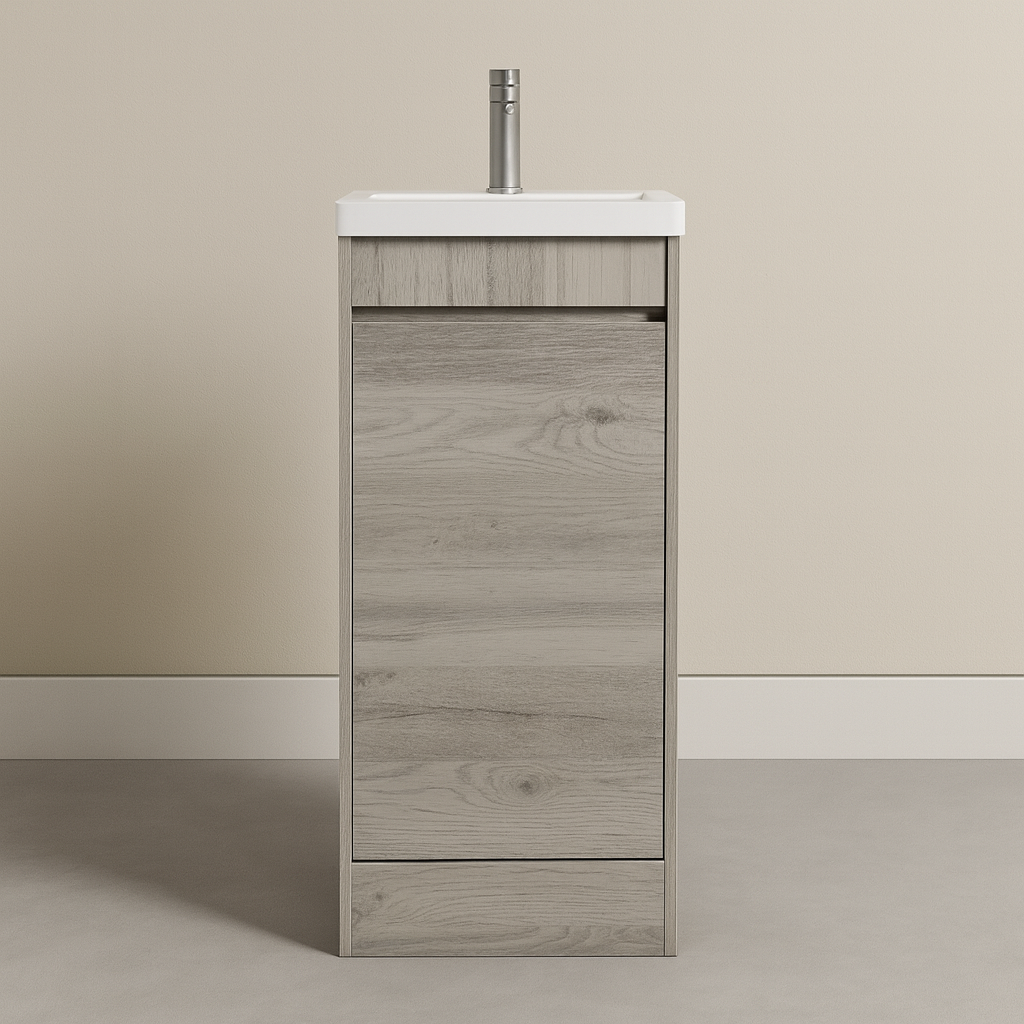 Arcava 16" Powder Room Bathroom Vanity with Ceramic Sink Top — Handleless