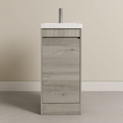 Arcava 16" Powder Room Bathroom Vanity with Ceramic Sink Top — Handleless
