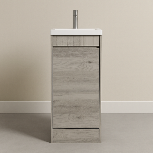 Arcava 20" Powder Room Bathroom Vanity with Ceramic Sink Top — Handleless