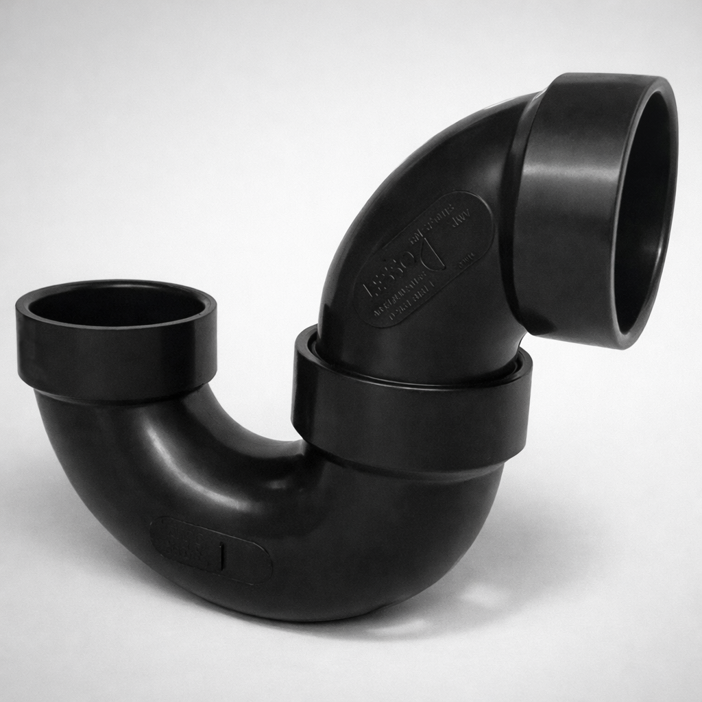 LESSO ABS P-Trap with Union | 1-1/2″ & 2″ Hub Connections | Schedule 40 DWV | Sewer Gas Seal | Less Cleanout