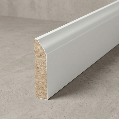 Architectural cross-section of 1-1/4 inch Solid Pine Colonial Doorstop showing natural wood grain and decorative tiered profile.