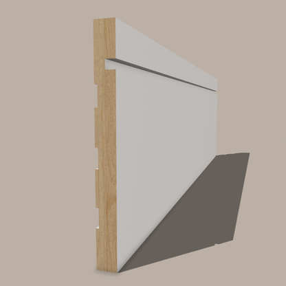 Primed Paulownia Shaker Baseboard – Clean, Minimalist Moulding with Flat Profile