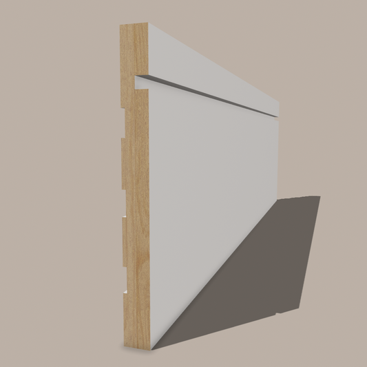 Primed Paulownia Shaker Baseboard – Clean, Minimalist Moulding with Flat Profile