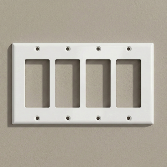 Nodexa Decora wall plate with colour-matched mounting screws blended into the plate face.