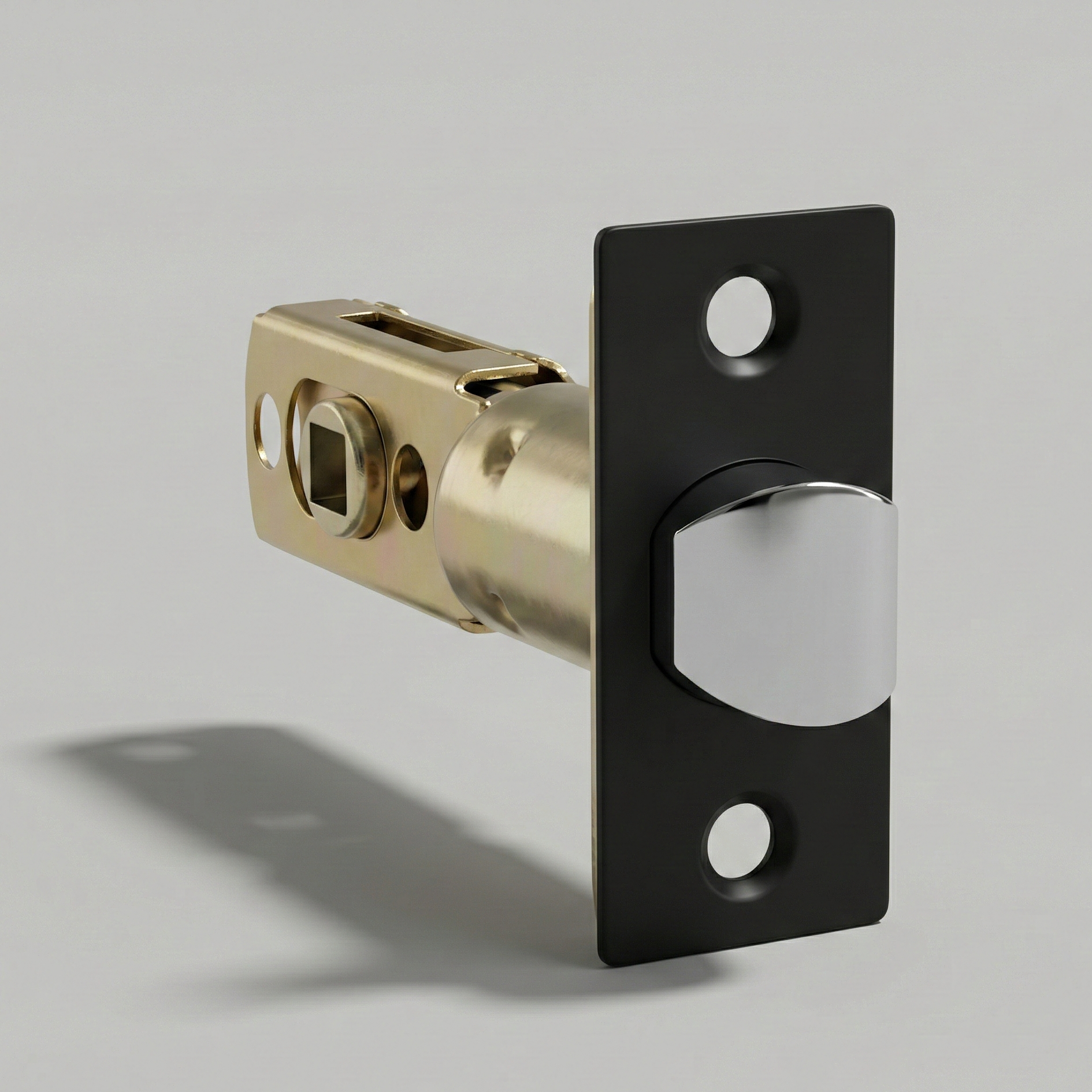 Flat bar door lever pair, matte black and satin nickel finishes shown side by side.
