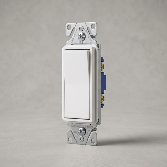 Eaton 15A Single-Pole Decora Rocker Switch — Self-Grounding, White (10-Pack)
